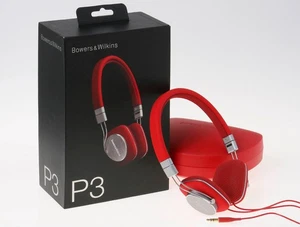 Bowers & Wilkins P3 Red Portable Folding On-Ear Headphones w Case & Box *MINT* - Picture 1 of 19
