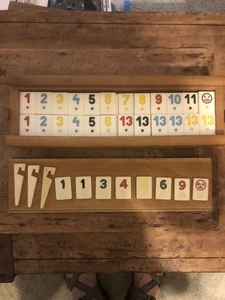 Vintage Rummikub Like Game Medias In Wooden Box - Picture 1 of 4