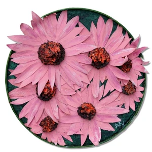 Donald Gotz Echinacea Acryl Leinwand Blume 3D Mischtechnik 12" signiert 2019 - Bild 1 von 7