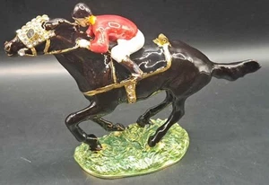 Dżockey & Horse Trinket Box ozdobione austriackimi kryształami ~ Magnetyczne zamknięcie - Zdjęcie 1 z 6