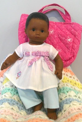 Adorable African American Dressed American Girl Bitty Baby Doll & Diaper Bag - Image 1 of 4