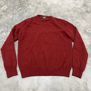 Maglione Mantovani Studio Uomo Taglia Large Rosso 100% Cashmere Scollo a V Made In Italy - Foto 1 di 6