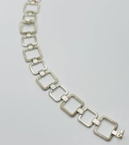 Vintage FOSSIL 925 Sterling Silver 7” Square Link Chain Bracelet Signed - Picture 1 of 10