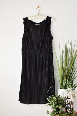 Vestido Karin Stevens Mujer L De Colección Años 90 Negro Brillo Brillante Sin Mangas Midi Foto 1 de 4