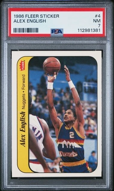 Pegatina Fleer 1986 Alex inglés #4 PSA casi nueva 7 Foto 1 de 2