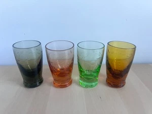 Vintage Cordial Schnapsgläser geätzt bunt Barware Mid Century 4er Set - Bild 1 von 11
