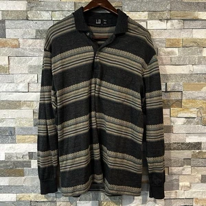 Dunhill Sweater Mens Large Wool Long Sleeve Polo Pullover Made in Italy Striped - Bild 1 von 6