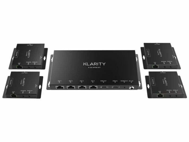 Klarity HDMI Over CAT6 4 Way distribution Extender Splitter Kit POE transmitter - Image 1 of 1