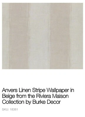 Dos (2) rollos de papel pintado a rayas de lino Riviera Maison Anvers, papel pintado 18361  Foto 1 de 4