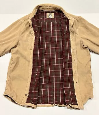 VTG LL Bean Corduroy Shirt Shacket Mens Sz XL Flannel Lined Plaid  *Spots READ - Image 1 of 4