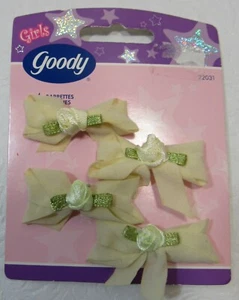 Goody Girl's Barrettes Yellow Bow Rose Hair New Vintage - Picture 1 of 7