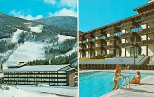 Postcard Holiday Inn Vail Colorado CO Mountain Pool Lodge Pool Girl Bikini - Picture 1 of 2