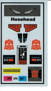 TRANSFORMERS GENERATION 1, G1 AUTOBOT HOSEHEAD REPRO LABELS / STICKERS - Picture 1 of 1