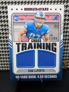 Sam LaPorta Rookie /399 2023 Panini Rookies & Stars Cross Training MEM RC🏈🦁📈 - Bild 1 von 2