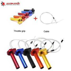 Racing 7/8" Motorcycle Throttle Twist Grip 22mm CNC Aluminum W/ Cable - Picture 1 of 12