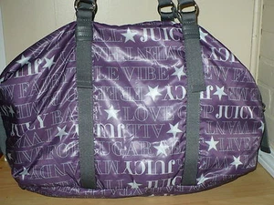 NEW JUICY COUTURE NYLON WEEKENDER TRAVEL DUFFEL HUGE PURSE BAG PURPLE $198 Y2k - Picture 1 of 3