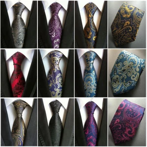 Men Flower Paisley Jacquard Wide Neck Tie Wedding Party Business Floral Necktie - Picture 1 of 11