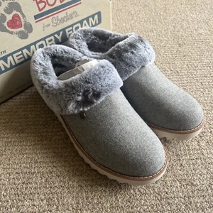 Skechers Bobs Mountain Kiss Foxy Foxtrot Memory Foam Slippers Grey UK6 - Picture 1 of 7