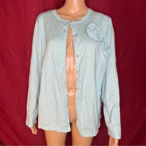 Lane Bryant Retro Rosebud Pearl Button Cardigan size 14/16 - Picture 1 of 10