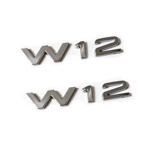 A Par Cromo W12 Lujo Carrocería de Coche Guardabarros Lateral Pegatina de Metal Insignia Emblemas para A8 - Imagen 1 de 8