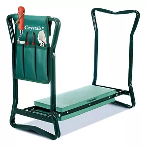 More details for garden kneeler 2-in-1 folding gardening padded seat and kneeling stool tool bag