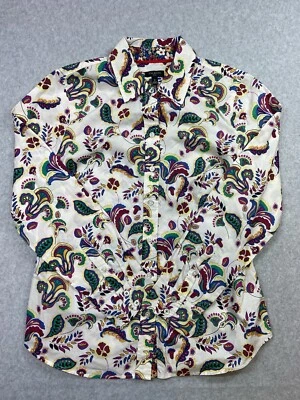 Talbots рубашка блузка женщин размер маленький маленький белый хлопок пейсли повседневный работы - Изображение 1 из 4