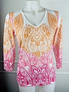 J.McLaughlin Damen Bluse Mehrfarbig V-Ausschnitt Langarm Gr. S ~ WUNDERSCHÖN ~  - Bild 1 von 8