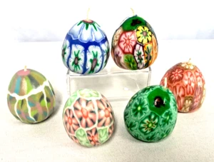 Vintage Radiant Floral Egg Candles Multicolor Swirls New In Box Set of 6 - Picture 1 of 9