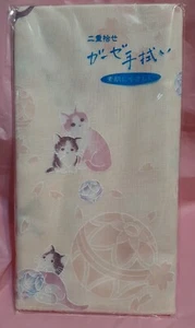 Tenugui Japanese cotton hand towel- cats kittens 88cmx34cm orange made in Japan - Picture 1 of 2