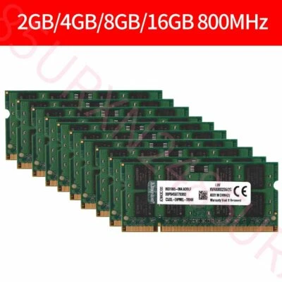 16GB 8GB 4GB 2GB DDR2 800MHz PC2-6400S KVR800D2S6/2G Laptop Memory Kingston Lot - Image 1 of 4