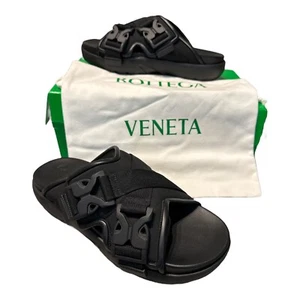 Bottega Veneta Sandalen Größe 10 Schwarz Bottega Druckknopf Sliders EU 44 UVP 700£ - Bild 1 von 21