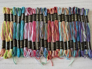 Coats & Clark Cotton Embroidery Floss Thread~Lot of 24 Skeins~Tie Dye Colors - Picture 1 of 5