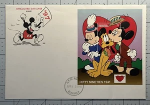 Dominica 1997 Disney FDC “Nifty Nineties 1941” Mickey Minnie Pluto (SC 1935) - Picture 1 of 1