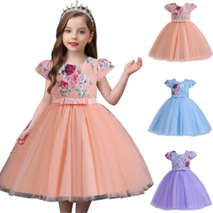 Flower Girls Tutu Dress Bridesmaid Wedding Pageant Princess Kids Christmas Gown - Picture 1 of 31