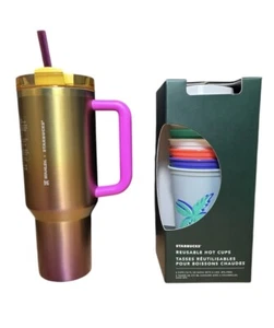 Vaso Starbucks x Stanley Summer Sunset amarillo rosa 40 oz y tazas calientes reutilizables - Imagen 1 de 2