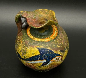 GREEK DOLPHIN VASE, hand painted Oinochoe museum copy of 1500BC antique pottery⭐ - Picture 1 of 12