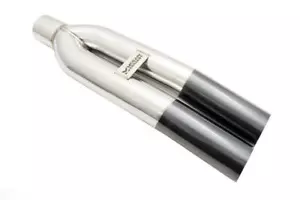 Megan Universal 3" VIP Dual Exhaust Black Chrome Tip "Blast Pipes" Style Angled - Foto 1 di 1