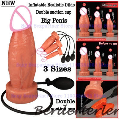 Nuevos consoladores realistas inflables tamaño ajustable pene grande anal plug juguetes sexuales Foto 1 de 4