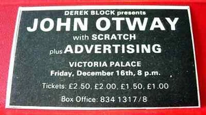 John Otway London Gig Vintage ORIGINAL 1977 Press/Magazine ADVERT 3.5"x 2" - Imagen 1 de 3