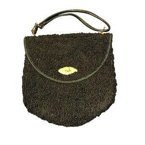 Vintage 1960s Black Carpet Bag By Jerry Terrence Leather Handle Strap - Picture 1 of 10