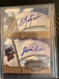 Carl Yastrzemski and Jim Rice Past Time Dual Signatures 1/15 2005 Upper Deck - Picture 1 of 2