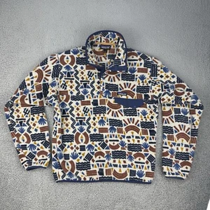 Patagonia Synchilla Pullover Adult Small Oatmeal Blue Protected Peaks Snap-T - Picture 1 of 13
