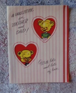 Biglietto San Valentino Vintage Ruggine Artigianale 1952, Libretto Orsetti Madre e Papà - Foto 1 di 7