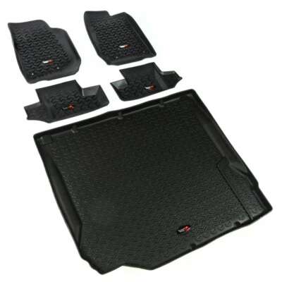 Rugged Ridge Floor Liner Front/Rear/Cargo Blk Fits 07-2010 Jeep Wrangler JK 2 Dr - Image 1 of 4