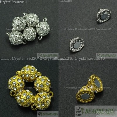 20 Sets Crystal Rhinestone Strong Magnetic Round Ball Connector Clasps Making - Image 1 of 4