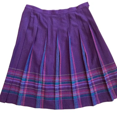Falda midi plisada de lana Pendleton vintage Plus para mujer 22W púrpura tartán a cuadros Foto 1 de 4