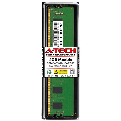 A-Tech 4GB 1Rx8 PC4-21300R DDR4 2666 MHz ECC Registered RDIMM Server Memory RAM - Image 1 of 4
