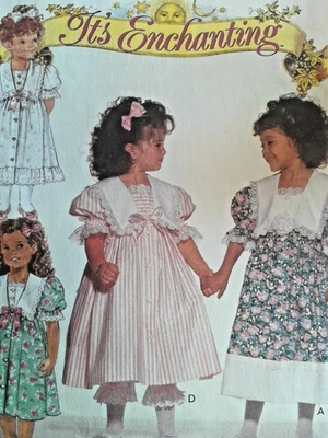 Butterick 3272 Dress Pantaloons Sewing Pattern Girls 2 3 4 Its Enchanting Modest - Image 1 of 4