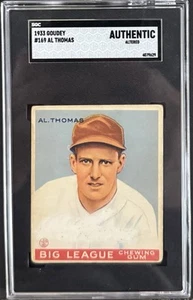 1933 GOUDEY AL THOMAS SGC Authentic - Bild 1 von 2