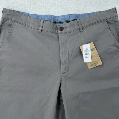 L.L. Bean Lakewashed Stretch Khakis Mens 38x32 Classic Fit Pants Federal Gray - Image 1 of 4
